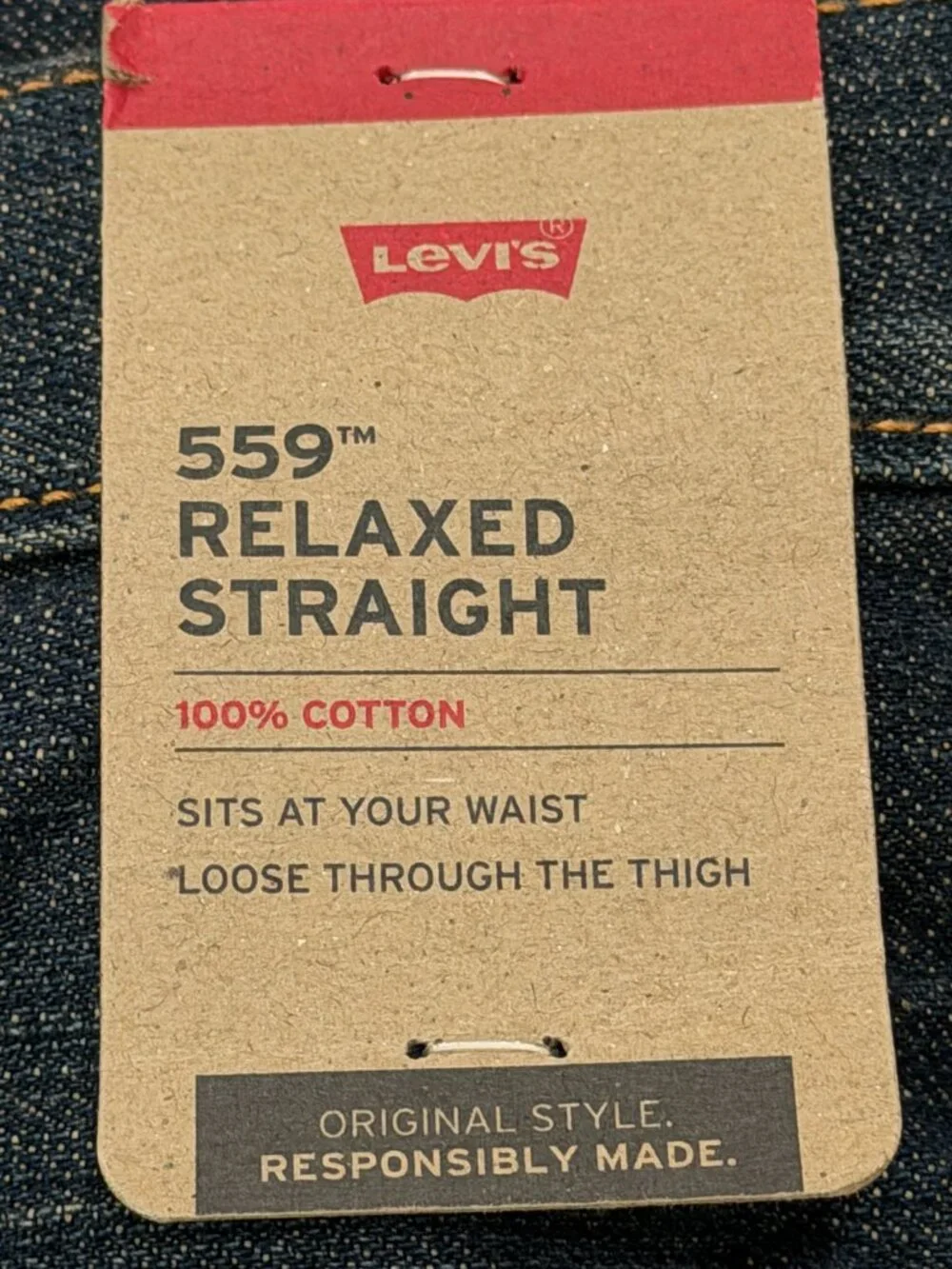 Levi's 559 Relaxed Straight Jeans Mens 56x30 Big & Tall Dark Wash Blue Denim NWT